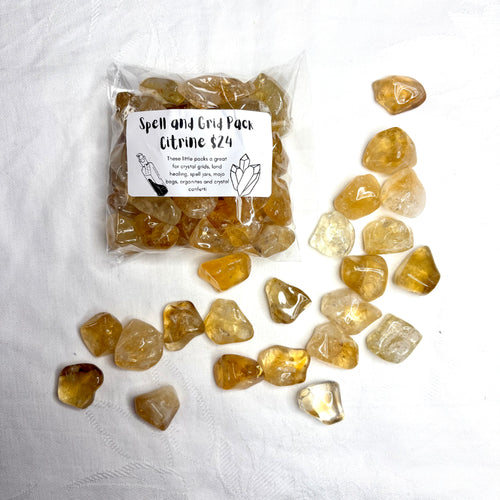 Citrine Spell & Grid Kit - 200g Small Tumbles