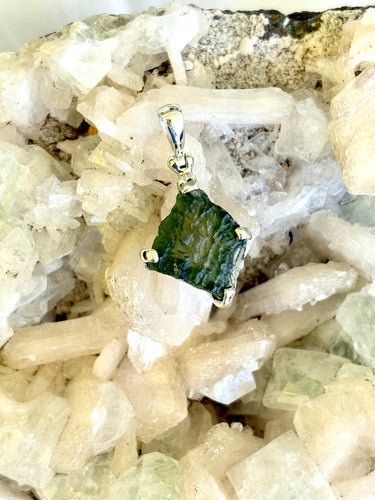 Moldavite 925 Sterling Silver Pendant No. 3