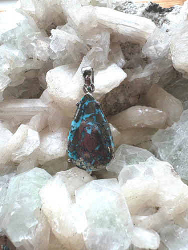 Persian Blue Turquoise with Pyrite 5 | Pendant 925 Sterling Silver