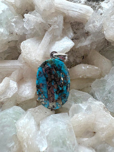 Persian Blue Turquoise with Pyrite 2 | Pendant 925 Sterling Silver