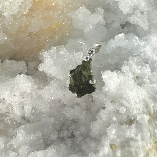 Moldavite 925 Sterling Silver Pendant No. 7