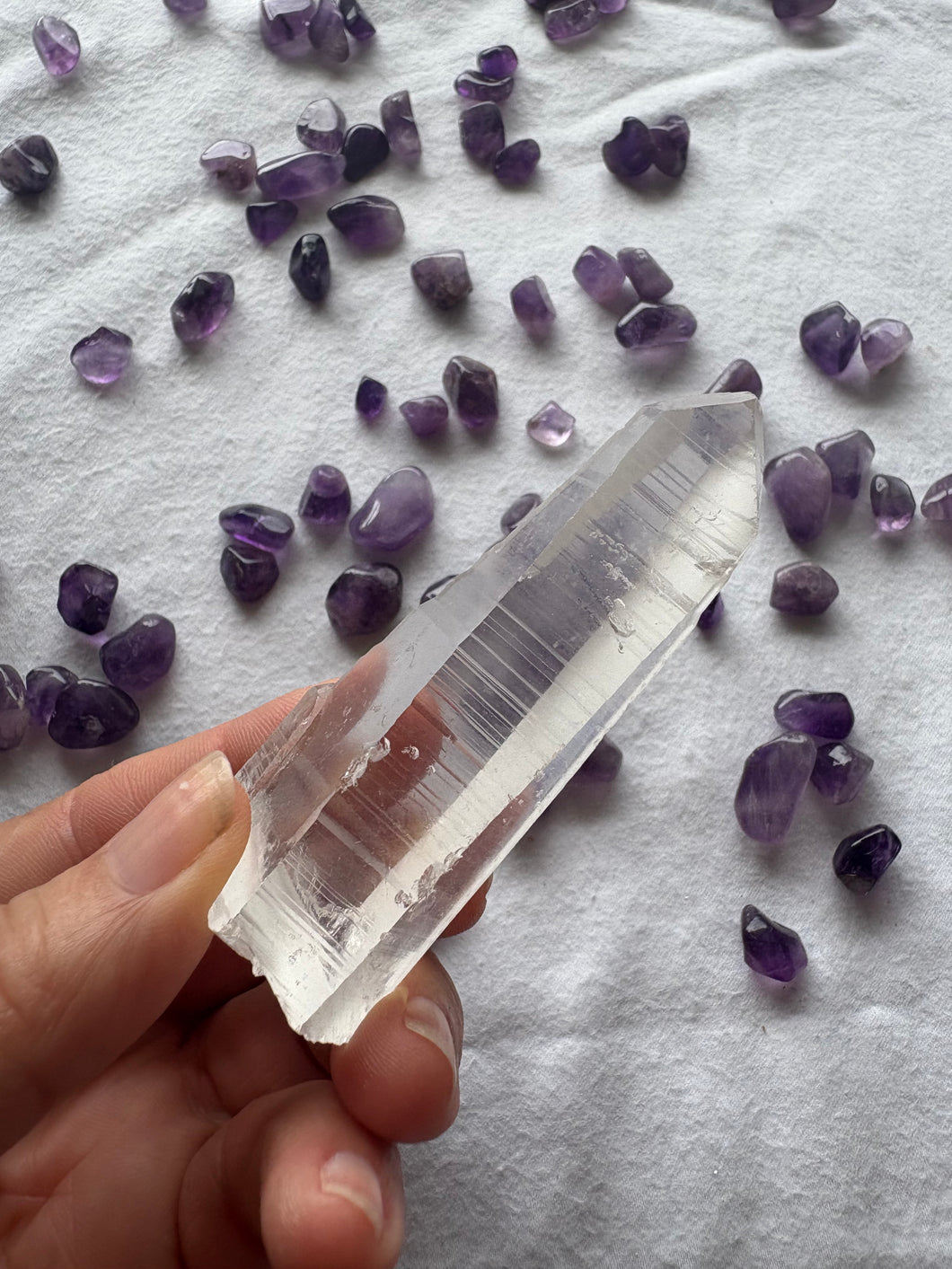 Lemurian Seed Crystal No 1 – Natural Quartz Point with Horizontal Striations