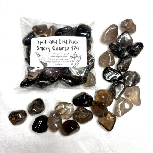 Smoky Quartz Spell & Grid Kit - 200g Small Tumbles