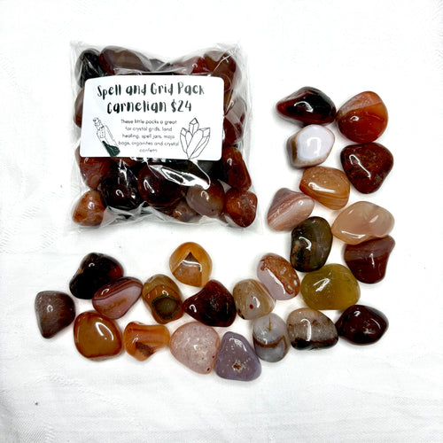Carnelian Spell & Grid Kit - 200g Small Tumbles
