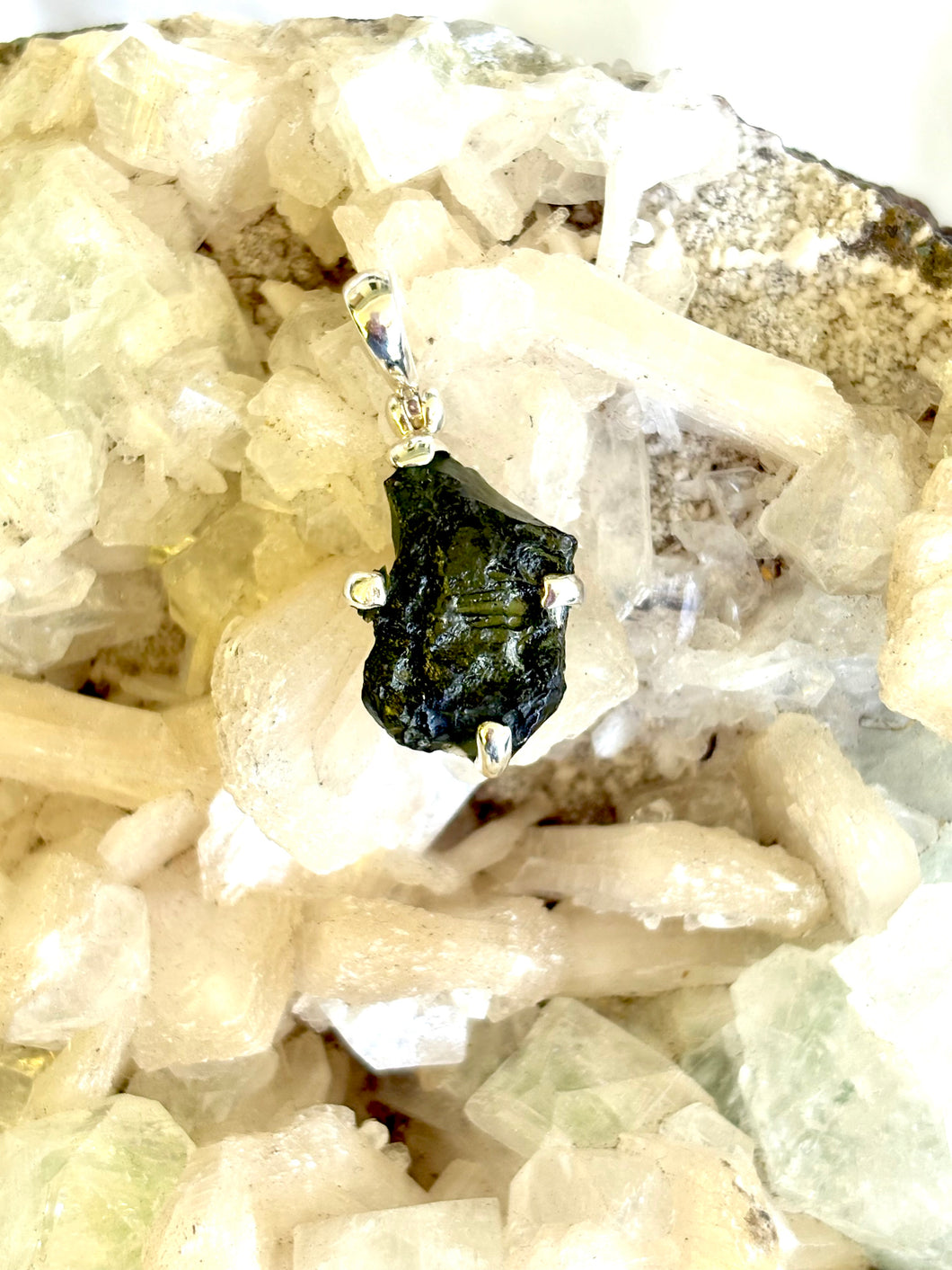 Moldavite 925 Sterling Silver Pendant No. 4