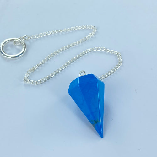 Blue Howlite Pendulum (dyed