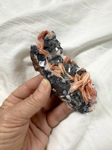 Pink Barite with Galena and Cerussite Natural Specimen