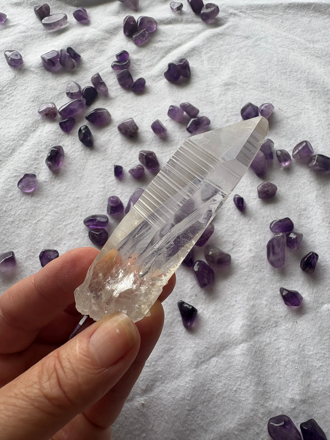Lemurian Seed Crystal No 4 – Natural Quartz Point with Horizontal Striations