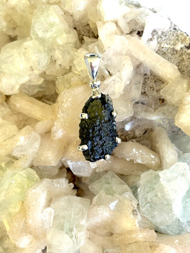 Moldavite 925 Sterling Silver Pendant No. 8