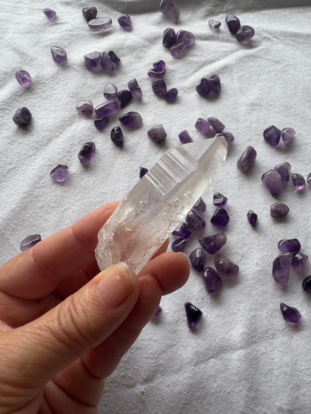 Lemurian Seed Crystal No 5 – Natural Quartz Point with Horizontal Striations