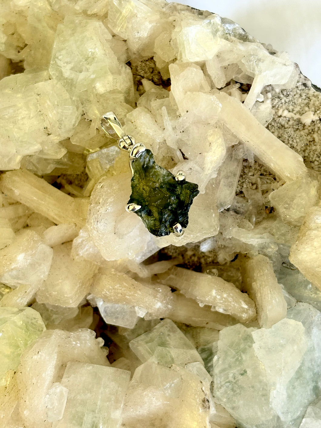 Moldavite 925 Sterling Silver Pendant No. 7