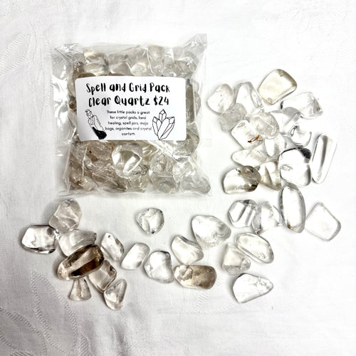 Clear Quartz Spell & Grid Kit - 200g Small Tumbles