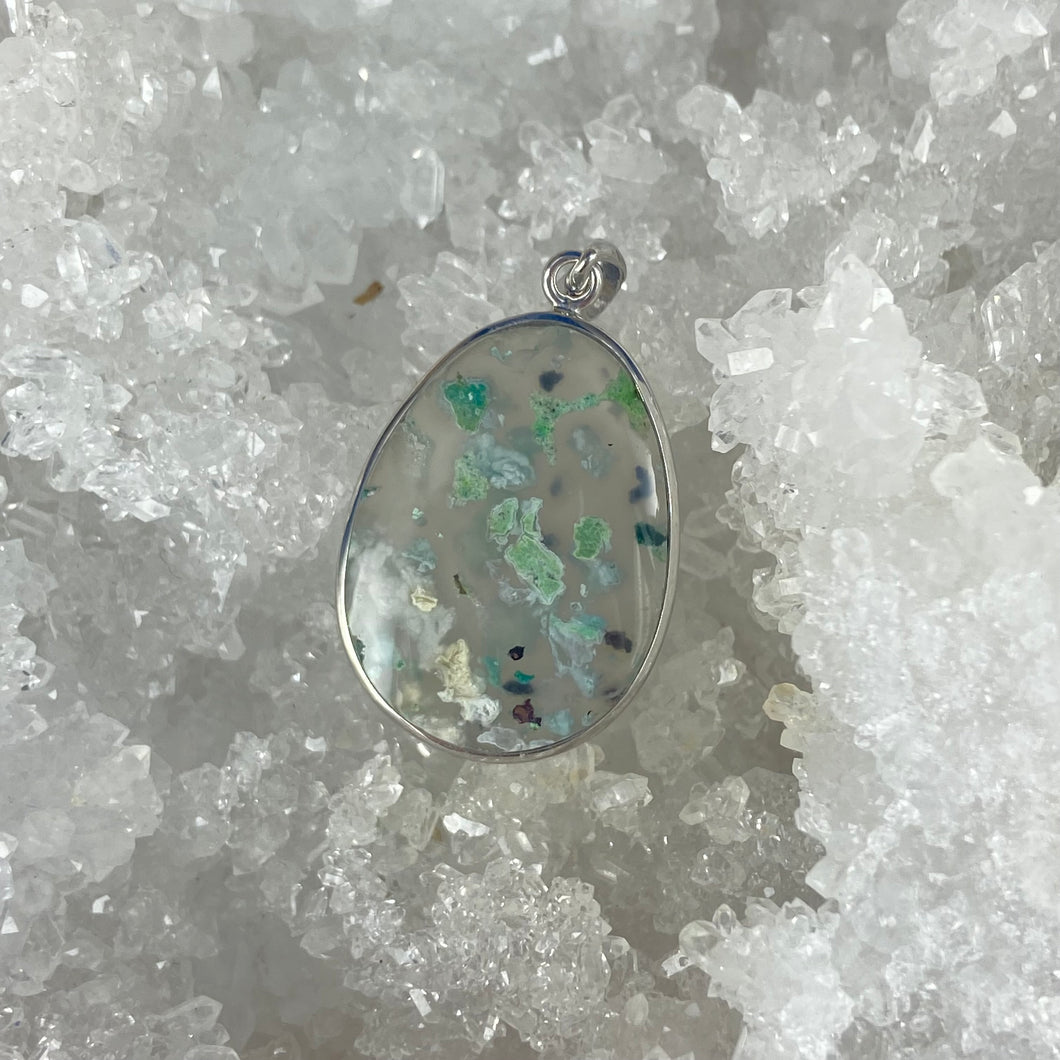 Chrysocolla Chalcedony | Pendant 925 Sterling Silver