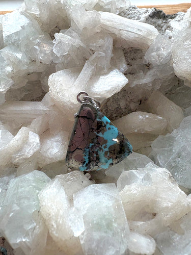 Persian Blue Turquoise with Pyrite 4 | Pendant 925 Sterling Silver