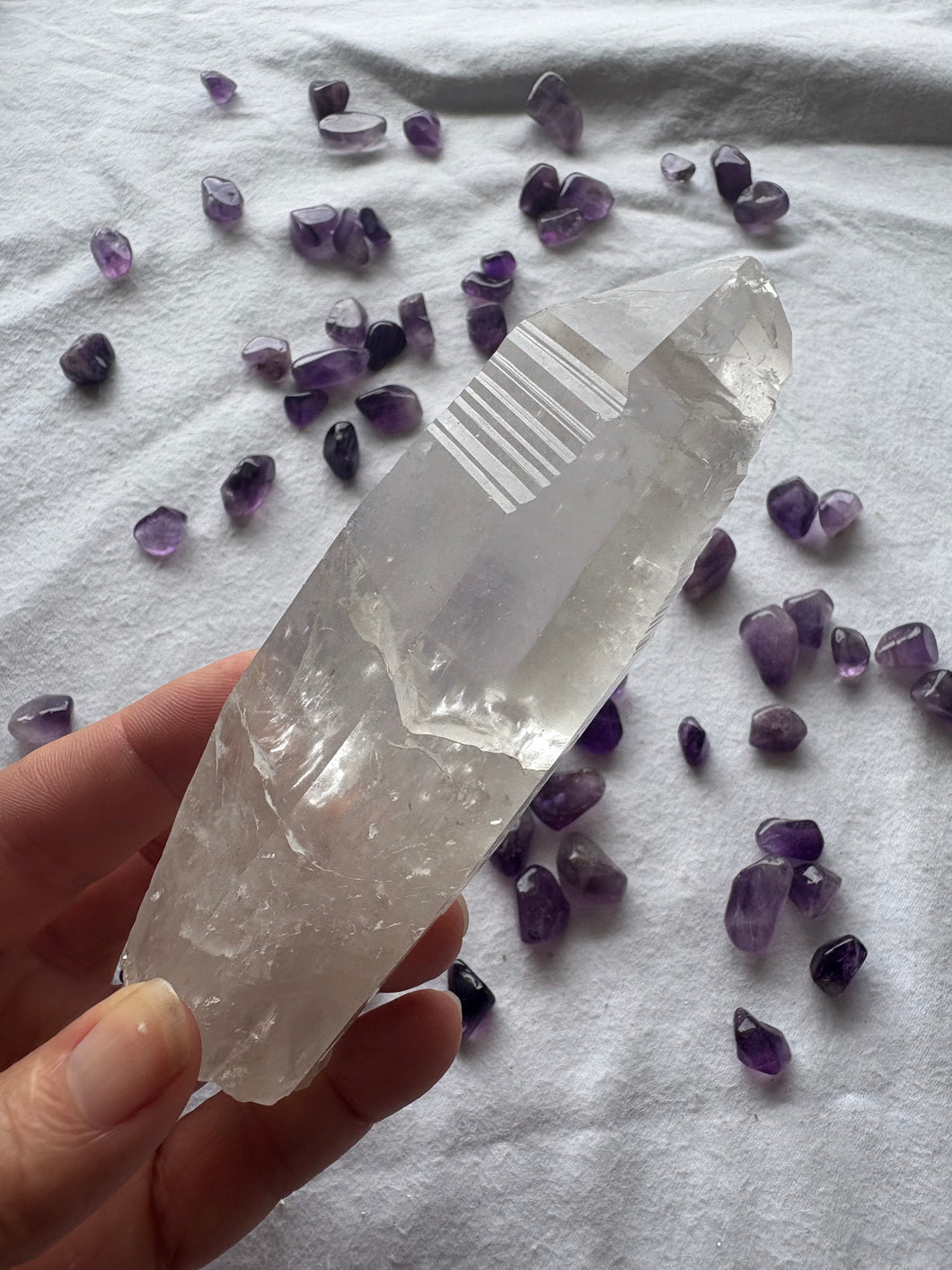 Lemurian Seed Crystal No 2 – Natural Quartz Point with Horizontal Striations