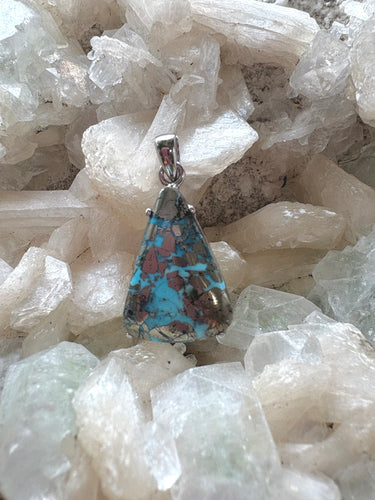 Persian Blue Turquoise with Pyrite 1 | Pendant 925 Sterling Silver
