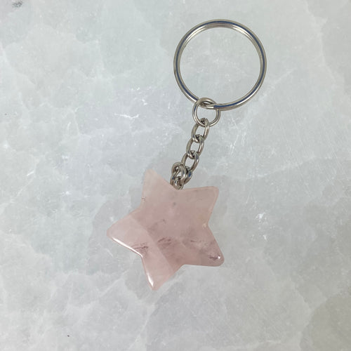 Rose Quartz Star Keyring