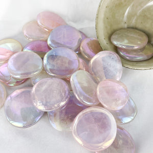 Rose Quartz Aura | Flat Stone | Crystal Life Australia | Crystal Shop | Brisbane