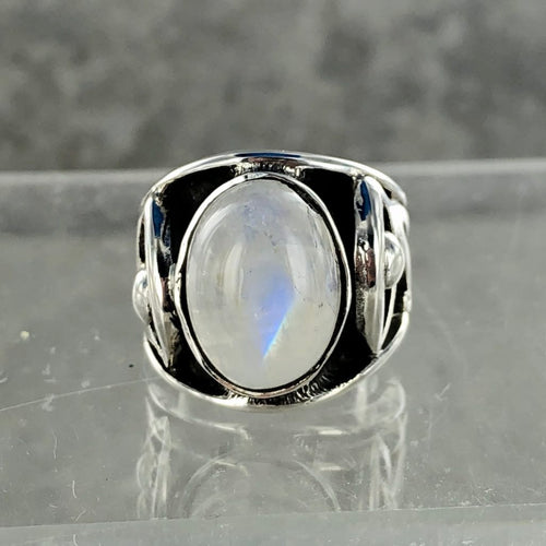 Rainbow Moonstone | Eye of Horus Ring | Limited Edition | Size 7 |  925 Sterling Silver Ring | Ajna Jewels & Gems | Crystal Shop | Brisbane | Austrlalia