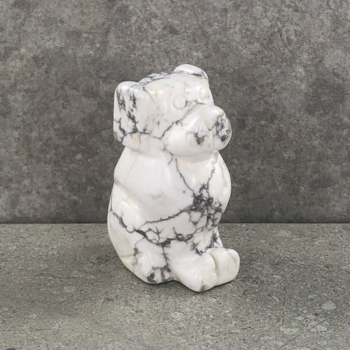 White Howlite | Dog Figurine | Ajna Jewels & Gems | Crystal Retailer | Brisbane | Australia